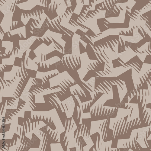 Brown beige urban camouflage seamless pattern. Modern military two color camo texture. Desert masking color. Stock vector illustration.