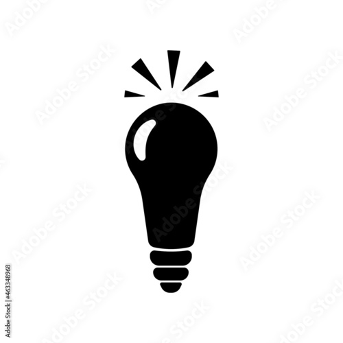 Burning lamp. The concept of a good idea, creative thinking, inspiration, brainstorming. Vector solid black icon isolated on a white background