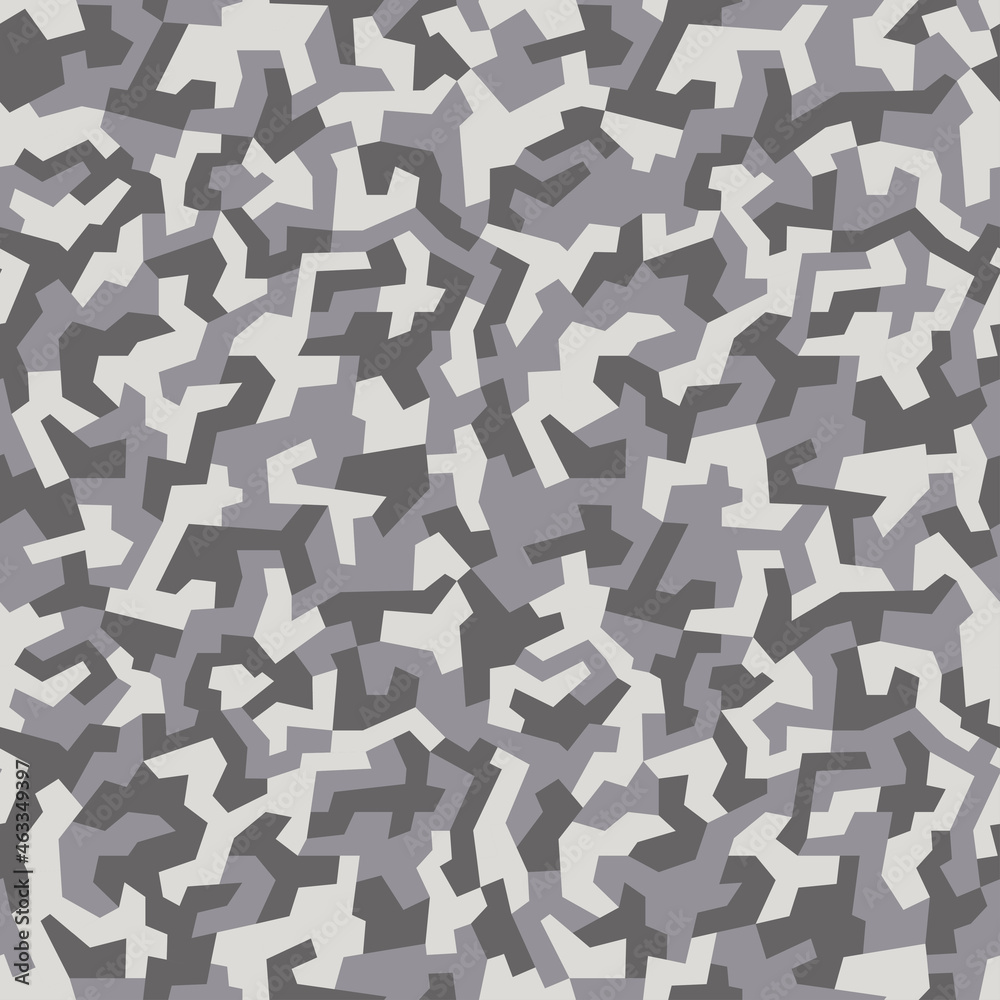 Camouflage seamless urban pattern. Military geometric camo texture. Army wallpaper. Print on fabric on textiles. Vector black and white monochrome background Camouflage seamless urban pattern. Military geometric camo texture. Army wallpaper. Print on fabric on textiles. Vector black and white monochrome background