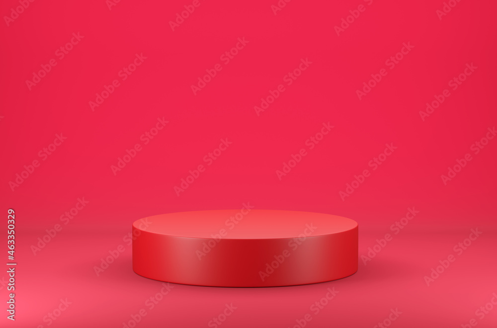Circle podium on red scene, Geometric background concept, 3d render and illustration. Circle podium on red scene, Geometric background concept, 3d render and illustration.