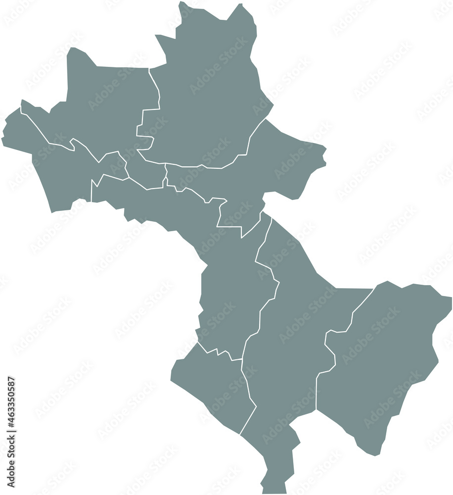 Obraz premium Simple blank gray vector map with white borders of urban city municipal units of Thessaloniki, Greece