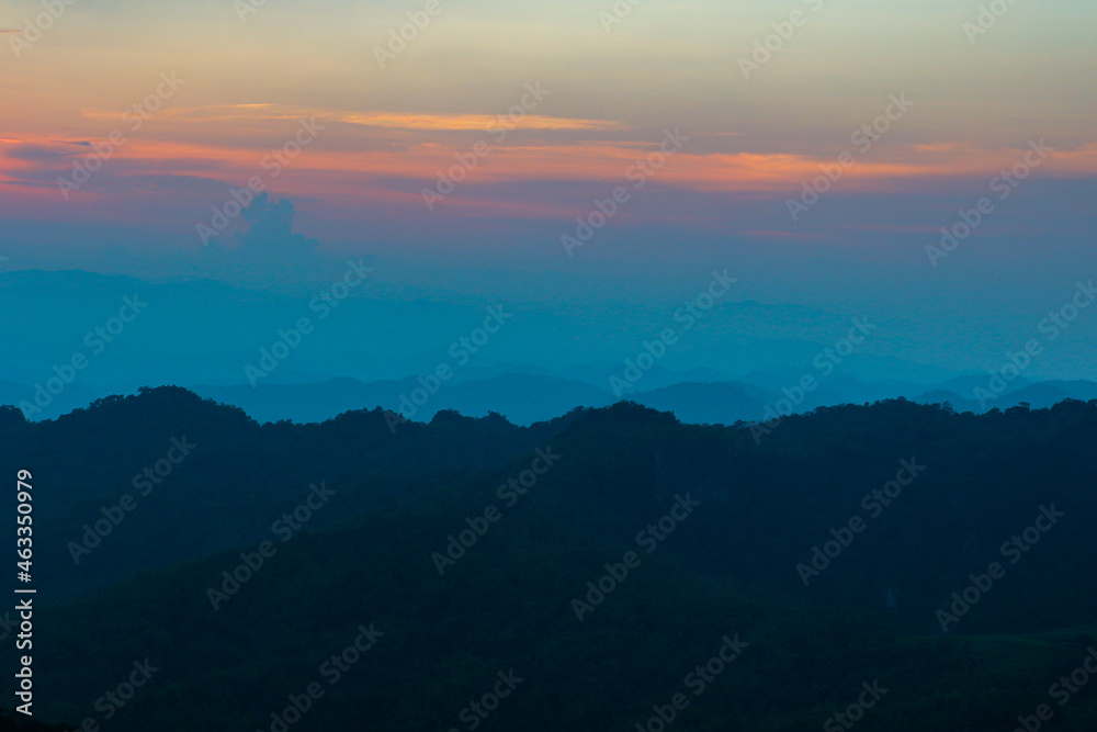 mountain landscape in the moment during sunset