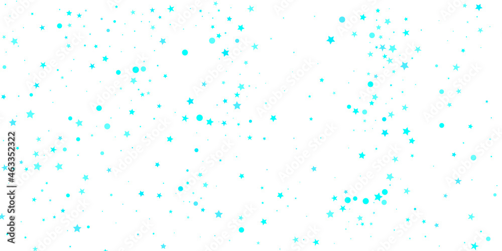 Turquoise Stars Modern. Blue Texture Greeting. Green Falling Card. Vector Background. Pattern Space. Confetti Greeting. Texture Anniversary. Summer Cosmos.