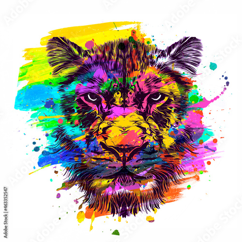 colorful artistic lion muzz...