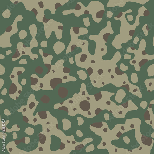 Bubbles shape camouflage. Hunting military style clothing background. Seamless pattern. Brown, green marsh color. Vector illustration. 