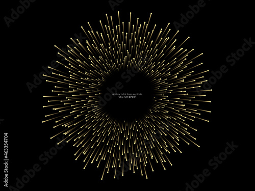 Abstract vector gold light explosion lines equalizer circle shape frame isolated on black background in concept of music, celebration, new year