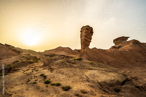 nepheline landforms in sunset in XInjiang, China photo