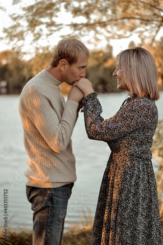 Young and in love guy with a girl in the park