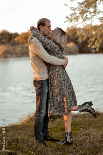 Young and in love guy with a girl in the park