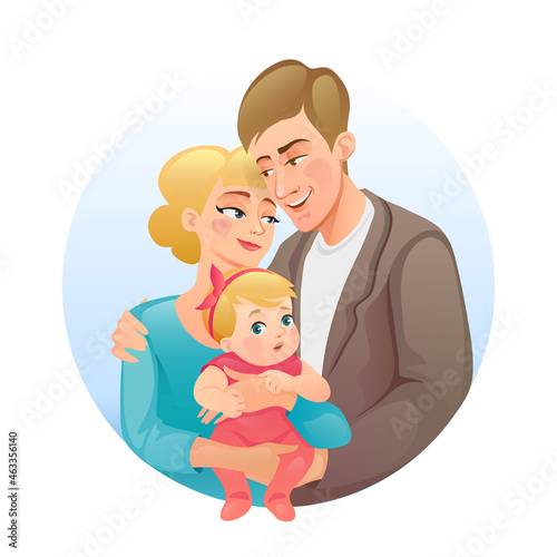 happy family with a smiling cute baby