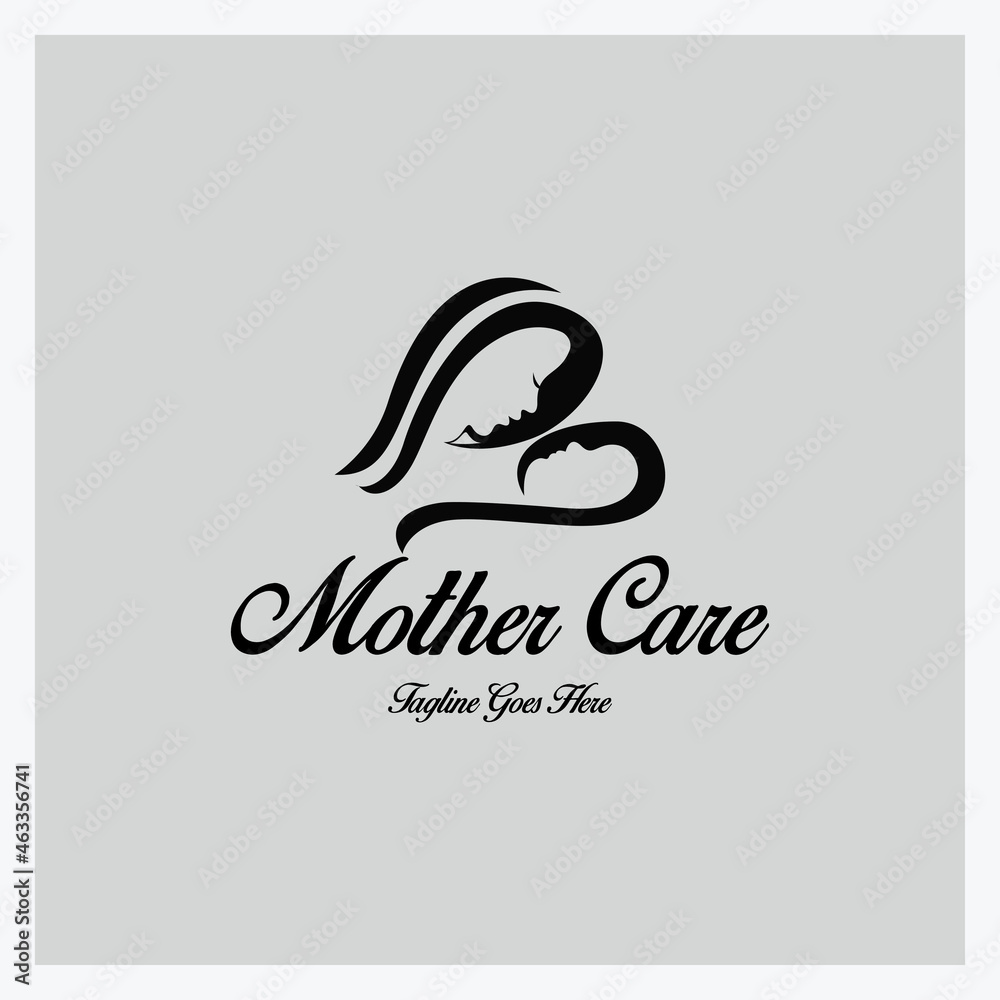 Fototapeta premium Mother care logo design template. Vector illustration