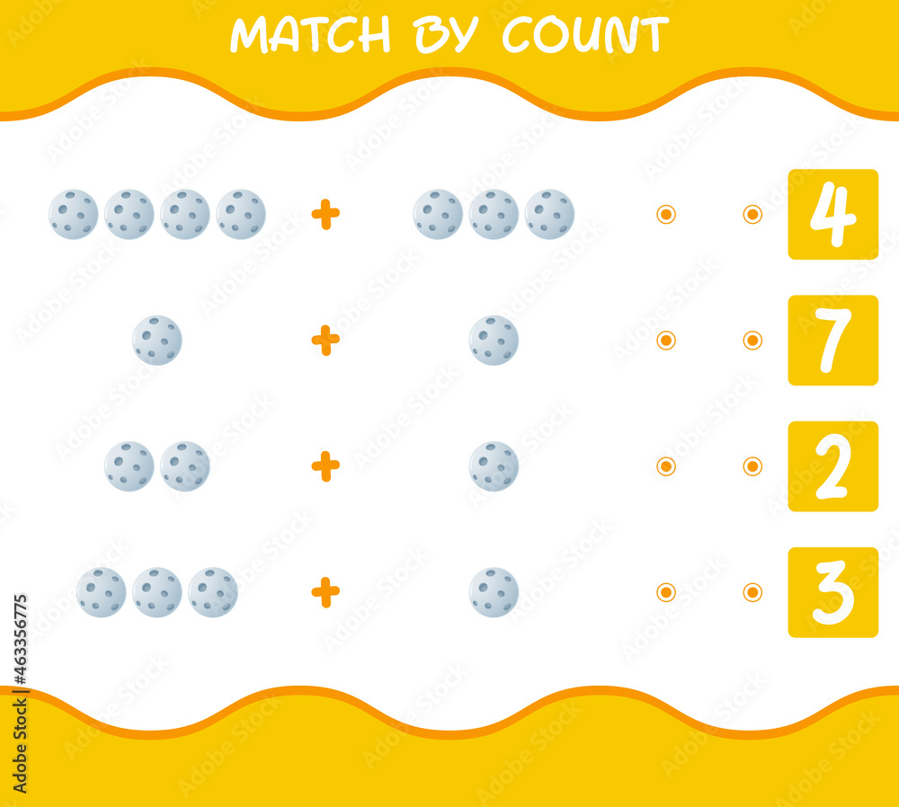 Match by count of cartoon moon. Match and count game. Educational game for pre shool years kids and toddlers