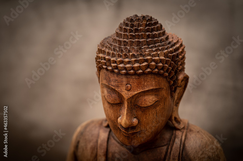 Wallpaper Mural wooden buddha on grey background Torontodigital.ca