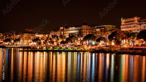 View of Cannes at night, France