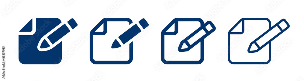 Writing note icon. Edit document icon set. Vector illustration Writing note icon. Edit document icon set. Vector illustration