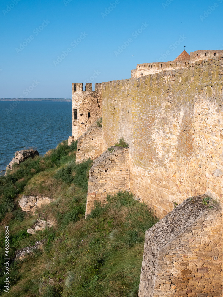 Ruins of the Akkerman Fortress. Bilhorod-Dnistrovskyi fortress, Ukraine. Exteriors of the fortress on a sunny summer day.