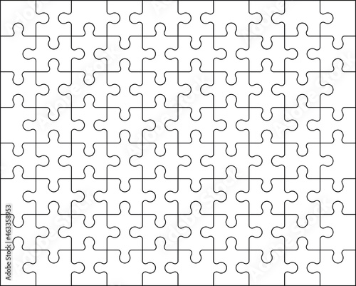 Puzzles background. Jigsaw puzzle with pieces. Mosaic blank template. Vector illustration.