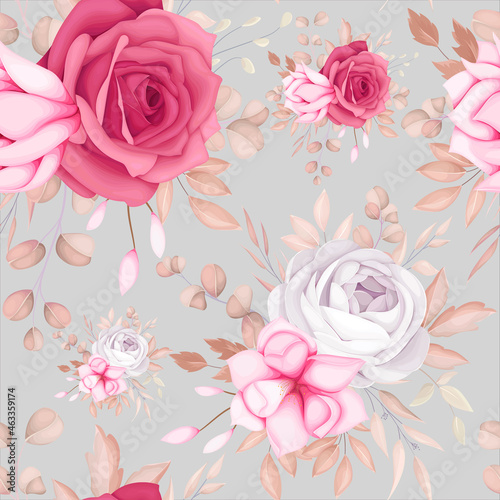 Fototapeta Naklejka Na Ścianę i Meble -  beautiful romantic maroon flower seamless pattern