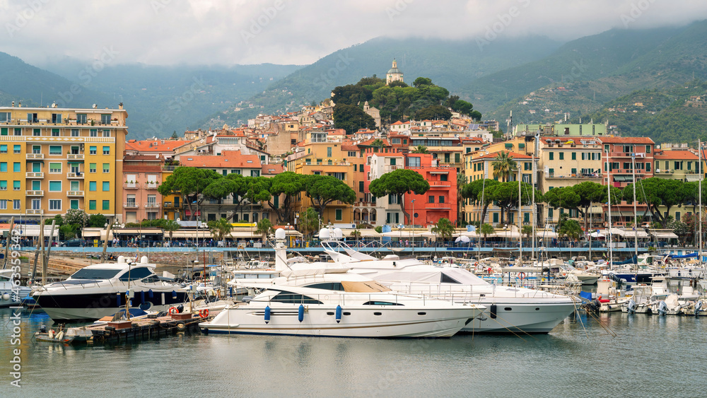 View of the sea port in Sanremo, Italy