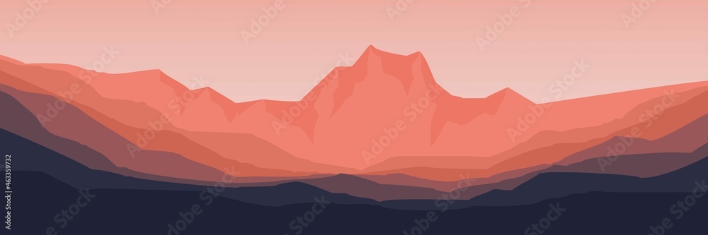 sunset mountain cliff vector illustration good for wallpaper, background, backdrop, web banner, tourism design, and design template
