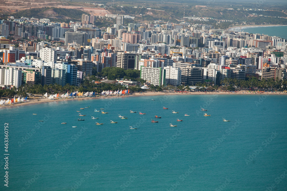 Aerial view of beaches in Maceio, Alagoas, Northeast region of Brazil