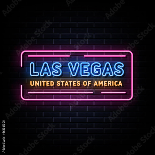 Neon Las Vegas Sign on urban street