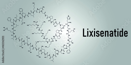Lixisenatide diabetes drug molecule. Skeletal formula.