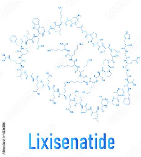 Lixisenatide diabetes drug molecule. Skeletal formula.