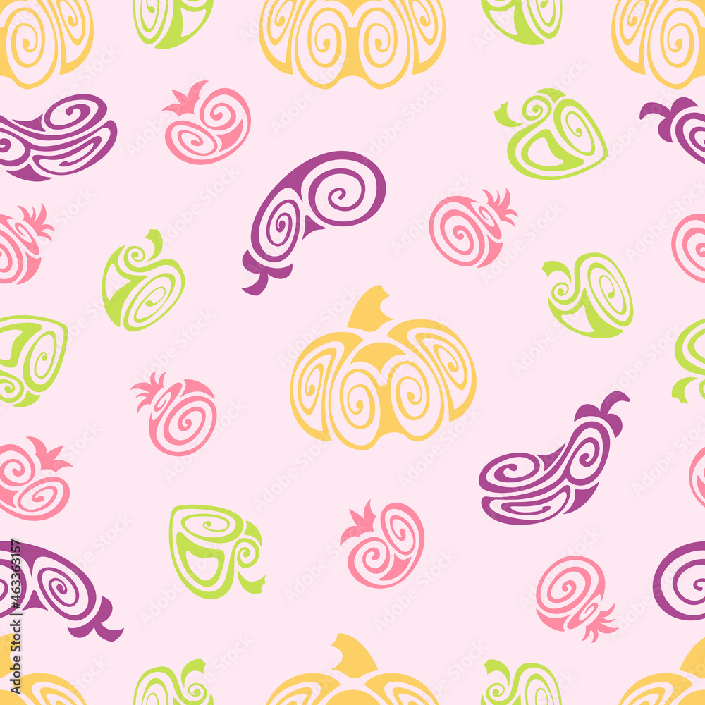 background with vegetables, patterns of tomatoes, pumpkin, pepper, eggplant background with vegetables, patterns of tomatoes, pumpkin, pepper, eggplant