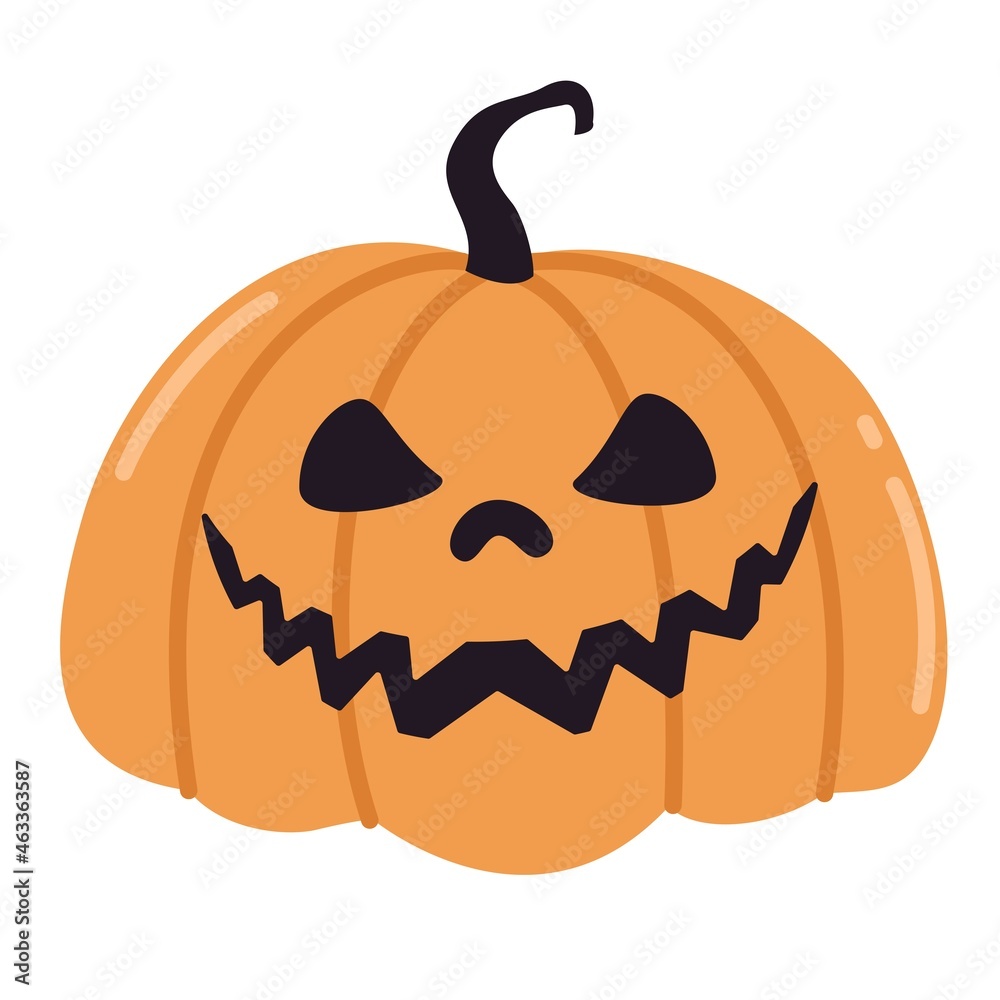 Halloween pumkin vector sticker . Halloween isolated icon. Pumkins with a sinister expression on white background. Vector illustration