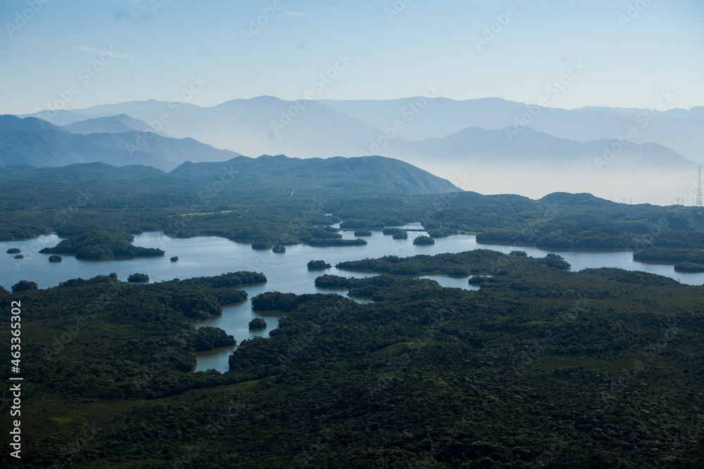 Aerial view of body of water - lake. High quality photo