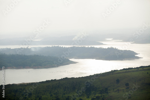 Aerial view of body of water - lake. High quality photo