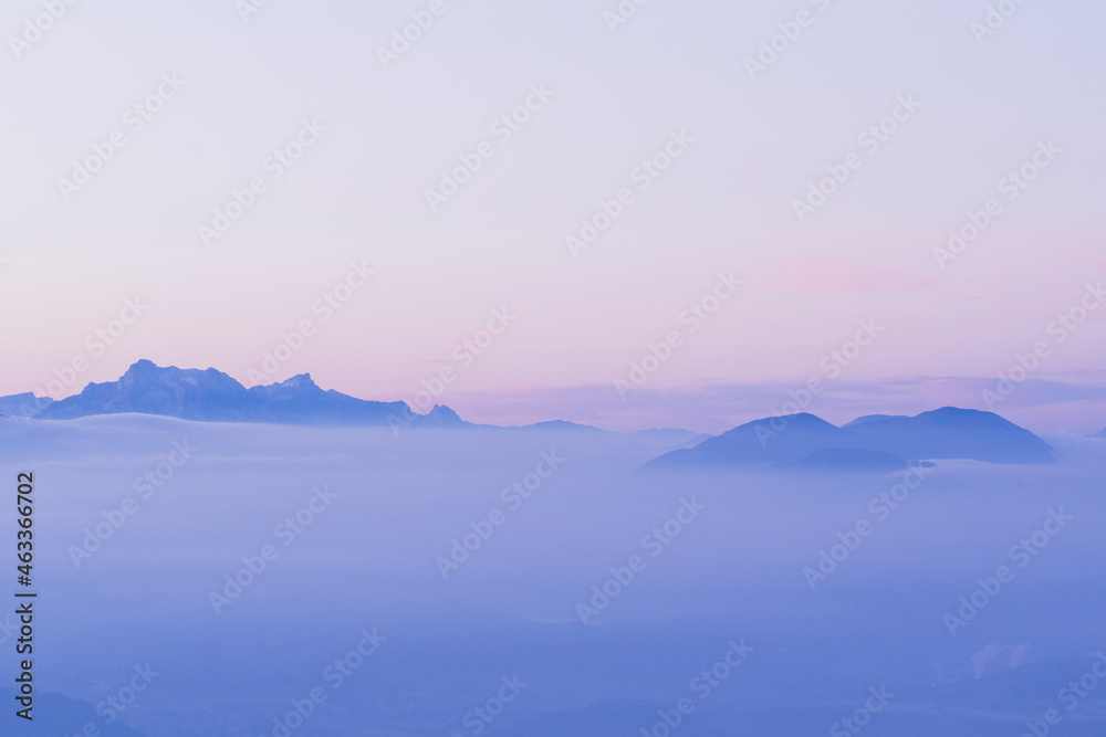sunrise over the mountains with a sea of clouds