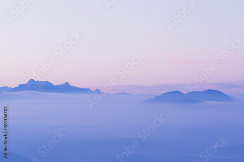 sunrise over the mountains with a sea of clouds