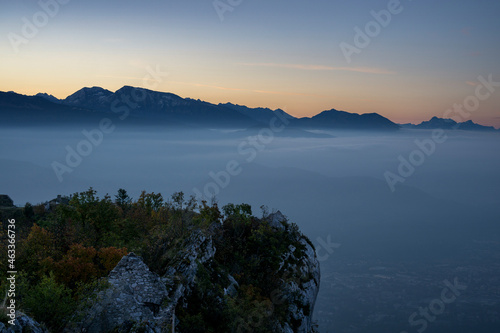 Sea of clouds and mountains in the morning