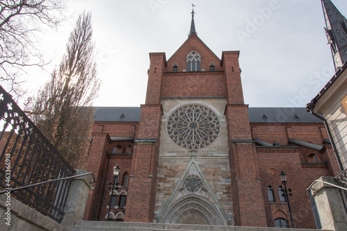 Front view of Uppsala Cathedral, Scandinavian largest church in Sweden. photo