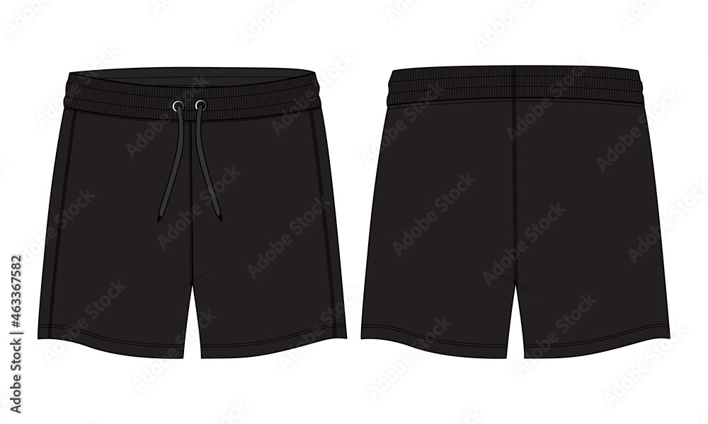 Boys Sweat jersey Shorts vector fashion flat sketch template. Young Men ...
