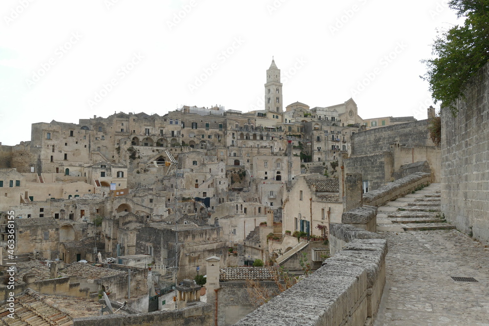 Panorama of Matera from the Sasso Barisano on the old town Civita