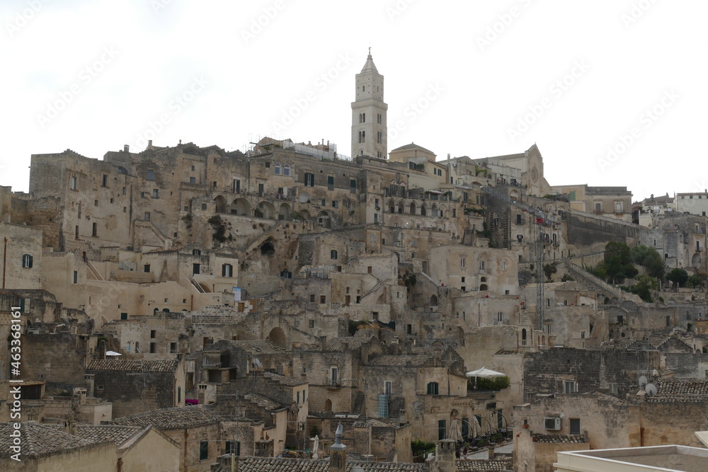 Panorama of Matera from the Sasso Barisano on the old town Civita