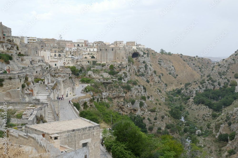 Madonna delle Virtù St. in Matera along the precipice of the canyon carved by the Gravina River and the Sasso Barisano