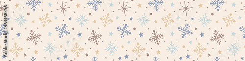 Design of Xmas pattern with snowflakes. Christmas concept. Banner. Vector