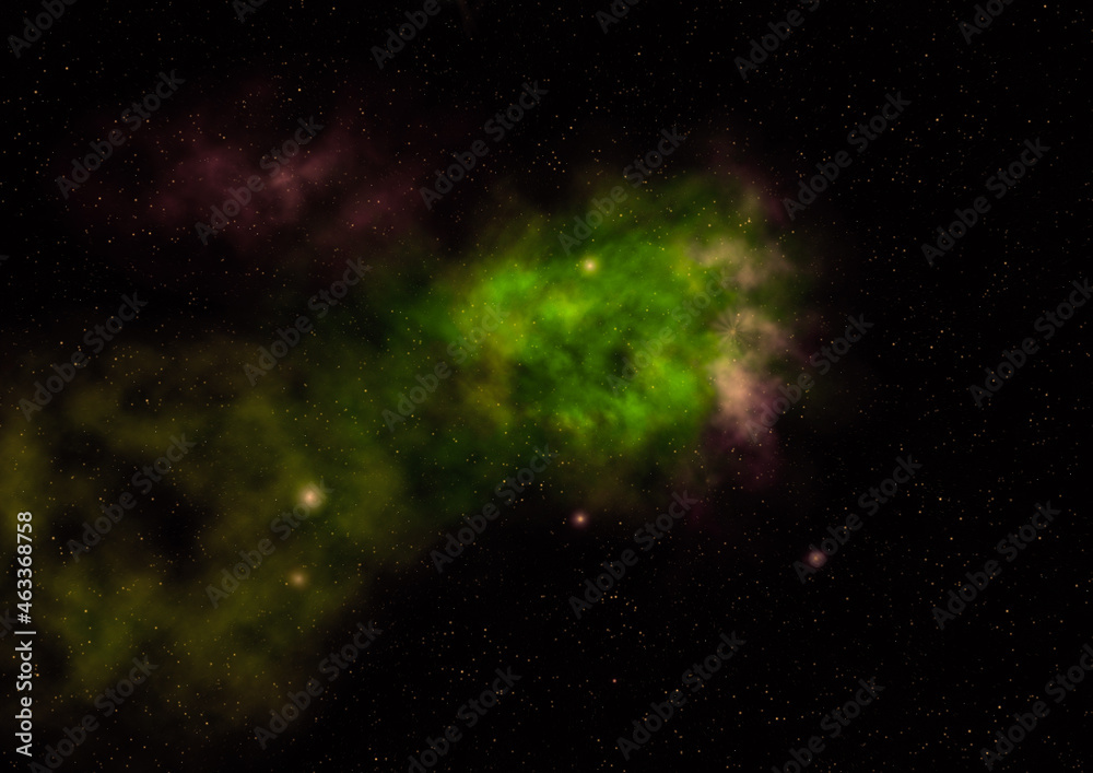 Star field in space and a nebulae. 3D rendering