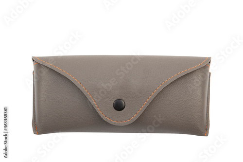 Glasses case. Empty leather case for glasses. Isolated glasses box on white background.