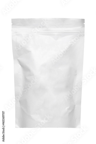 White plastic pouch bag isolated. photo