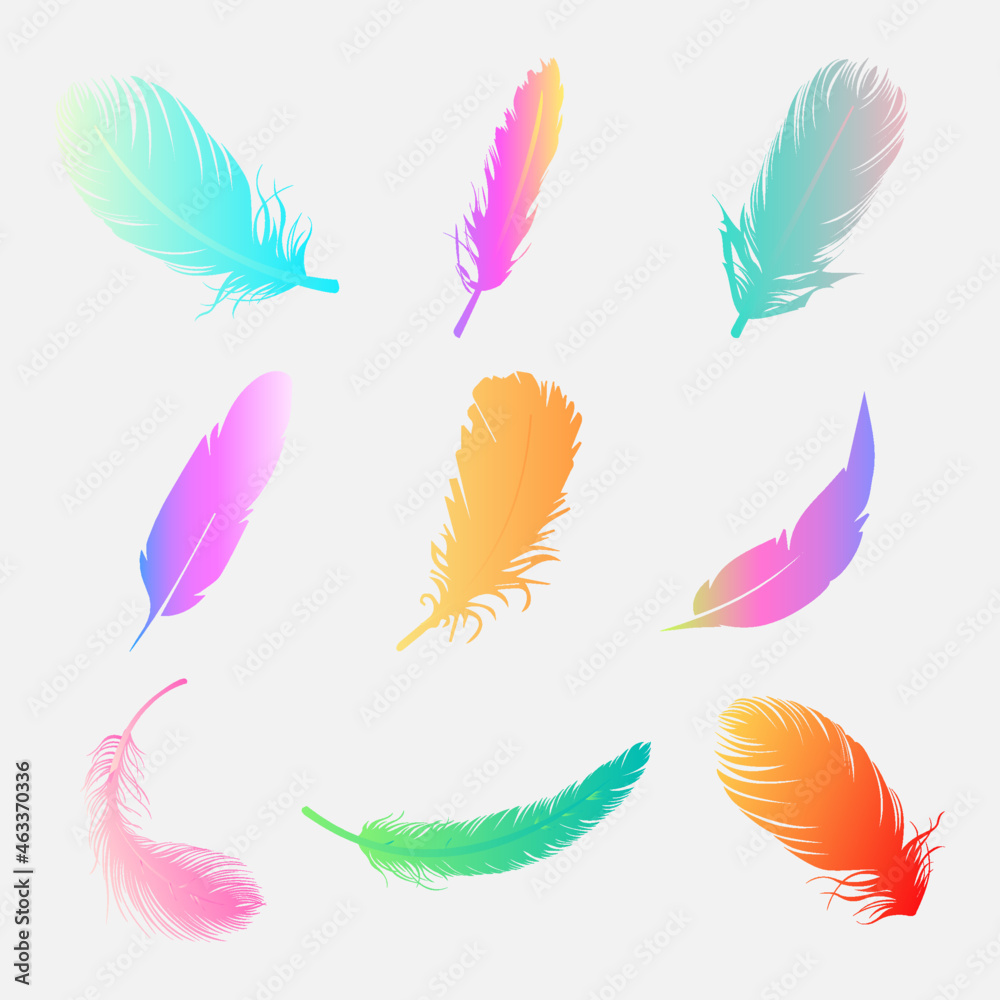 Colorful Feather Icon Element Set Colorful Feather Icon Element Set