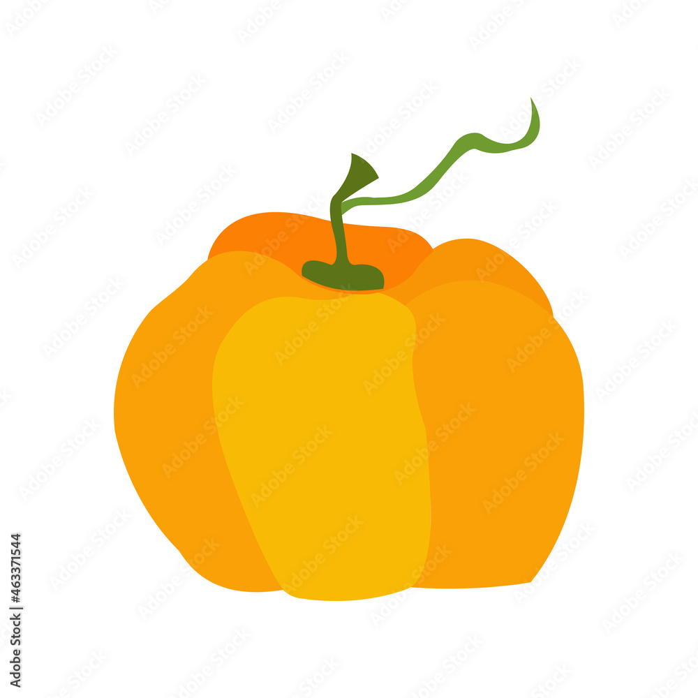 Pumpkin icon in flat style. Isolated object. Vector illustration.