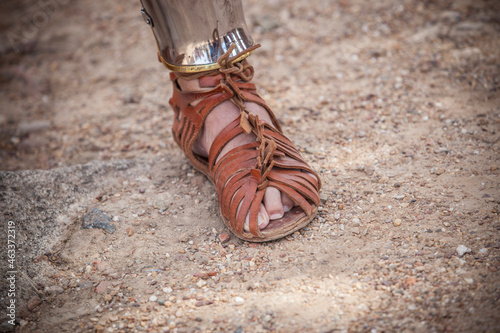 Roman legionary foot-soldier wearing caliga photo