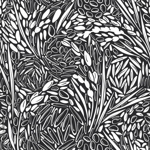 Rice seamless pattern. Vector cereal white seed