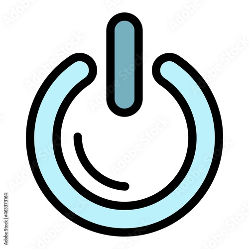 Power off button icon. Outline power off button vector icon color flat isolated