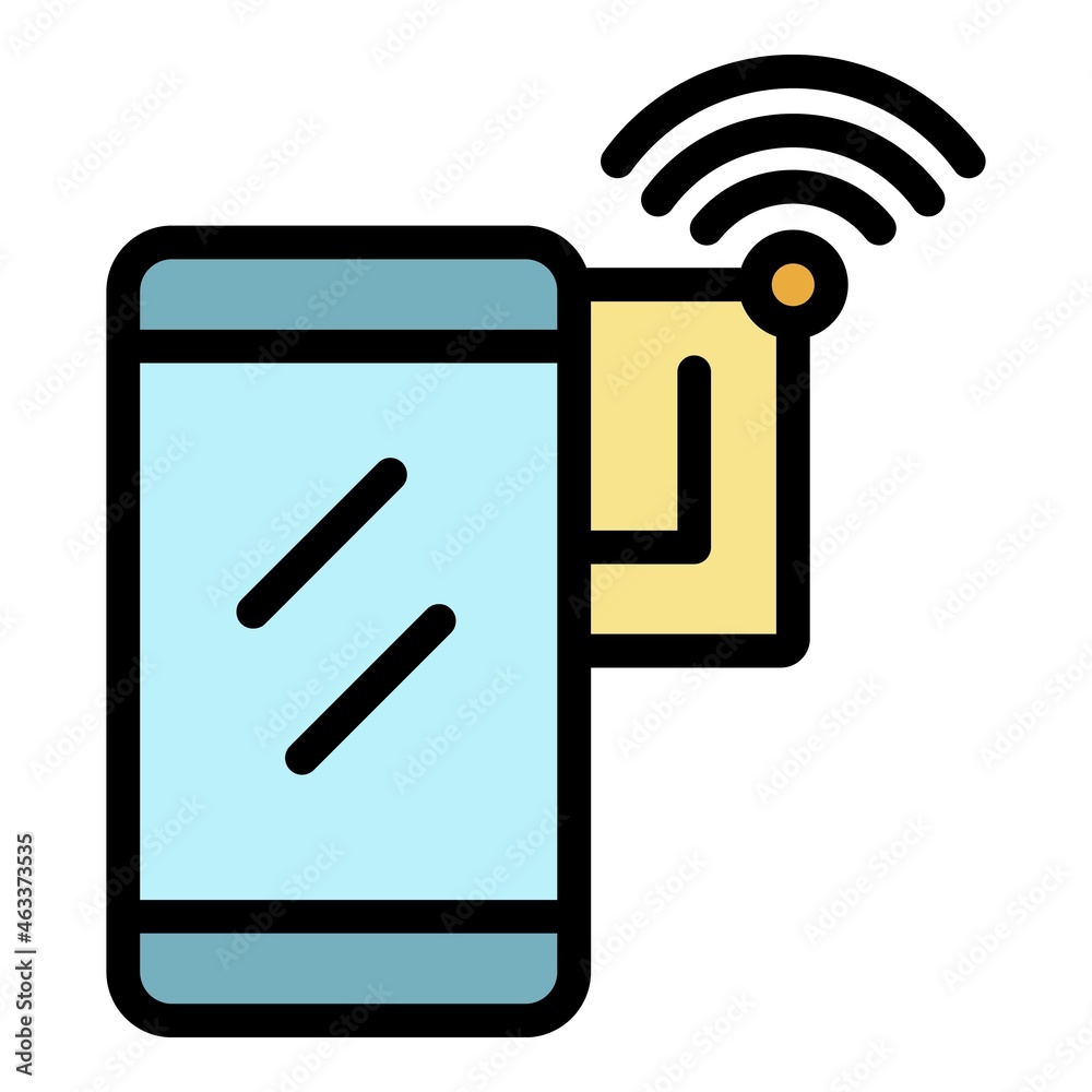 Wifi smartphone icon. Outline wifi smartphone vector icon color flat isolated